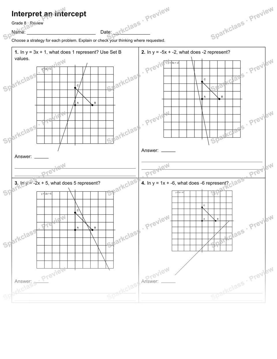 Interpret an intercept — Review — page 1