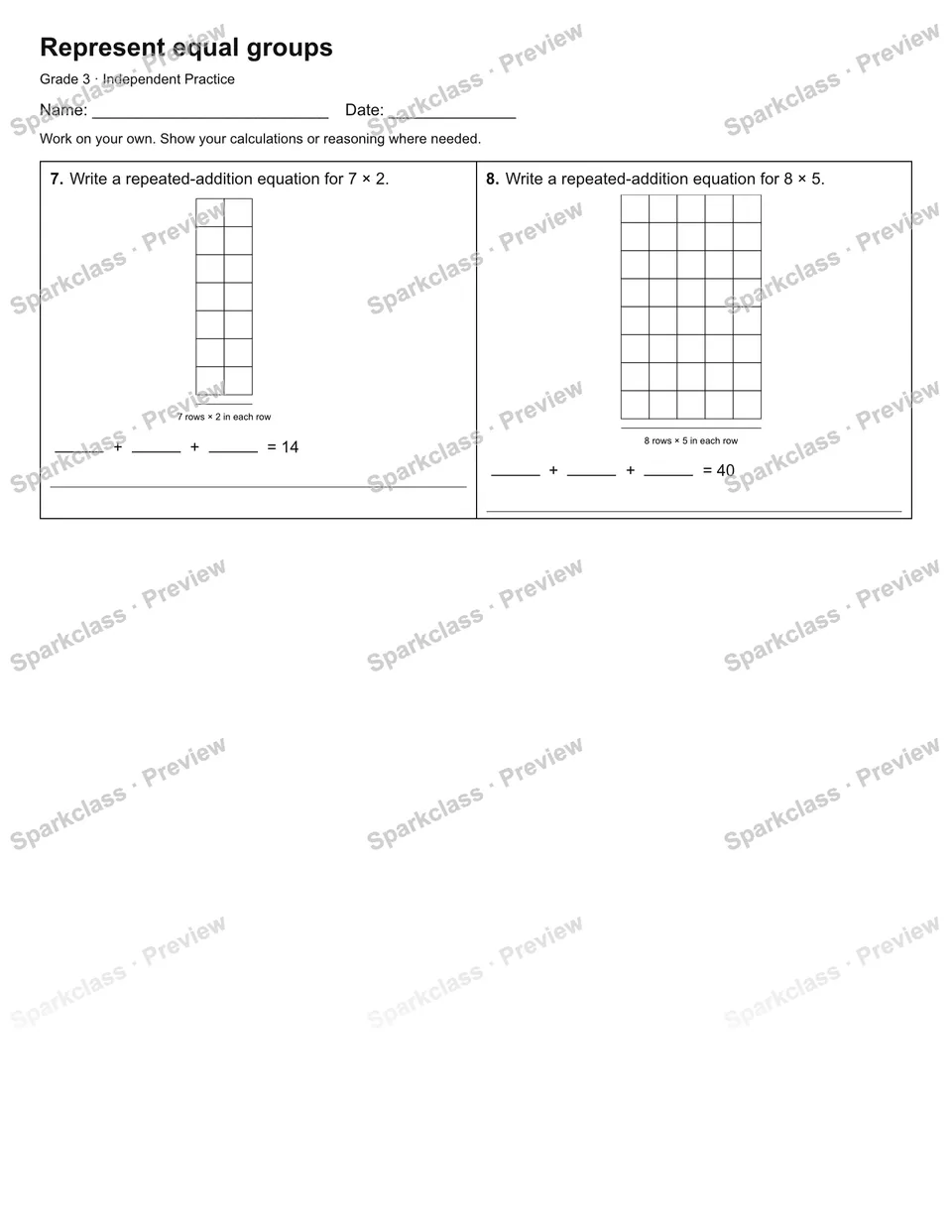 Represent equal groups — Independent Practice — page 2