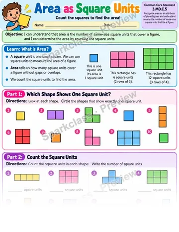 Unit Square 01 — Grade 3 worksheet preview