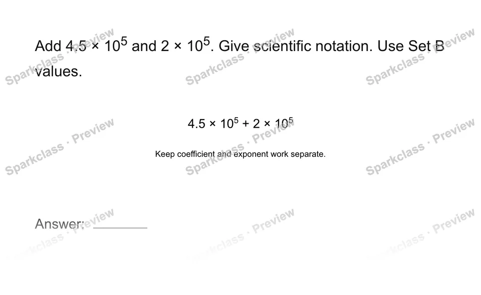 Add quantities in scientific notation — page 1