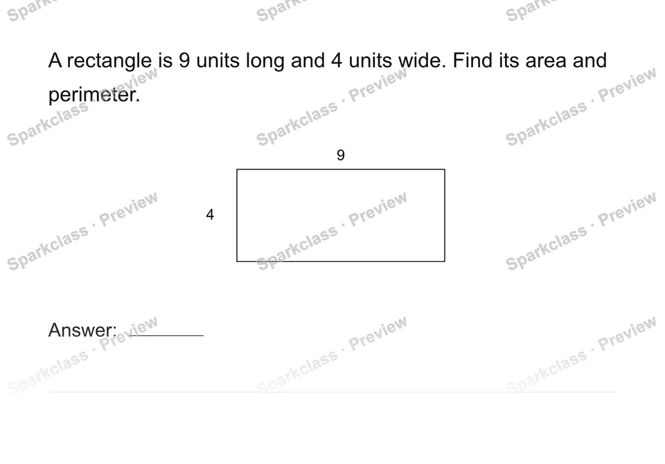 Use rectangle area and perimeter — page 1