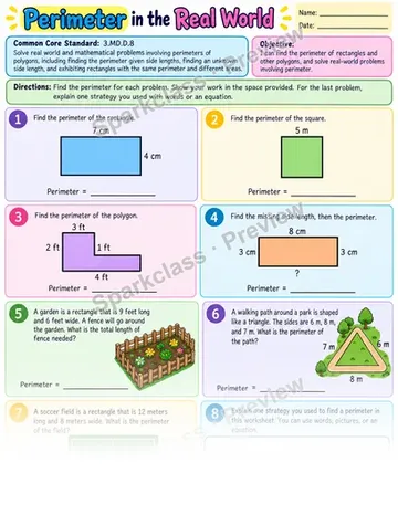 Perimeter Review 01 — Grade 3 worksheet preview