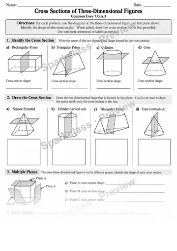 7.G.A.3 · 3 Cross Sections Independent 3 — Grade 7 worksheet preview