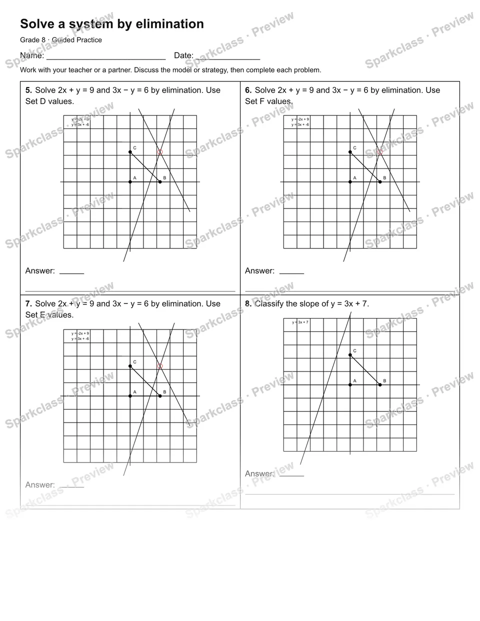 Solve a system by elimination — Guided Practice — page 2