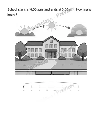 Find elapsed time — Grade 2 problem preview