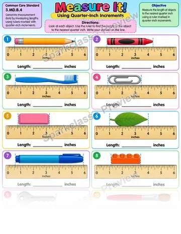 Measure Quarter Inch 01 — Grade 3 worksheet preview