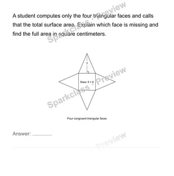 Use triangle-and-rectangle nets for surface area — Grade 6 problem preview