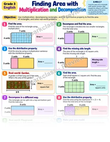 Area Strategies Review 01 — Grade 3 worksheet preview