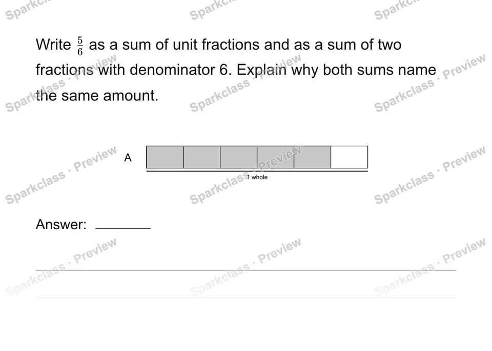 Decompose a fraction in two ways — page 1