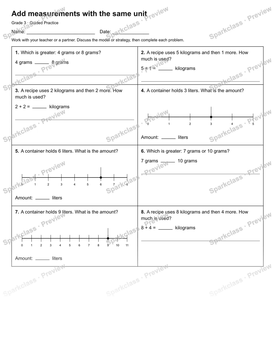 Add measurements with the same unit — Guided Practice — page 1