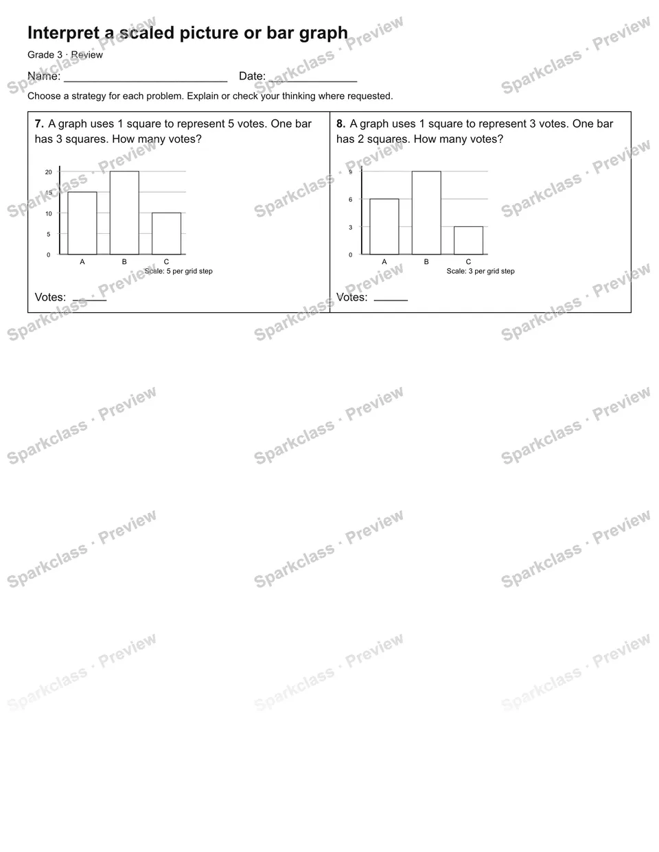 Interpret a scaled picture or bar graph — Review — page 2