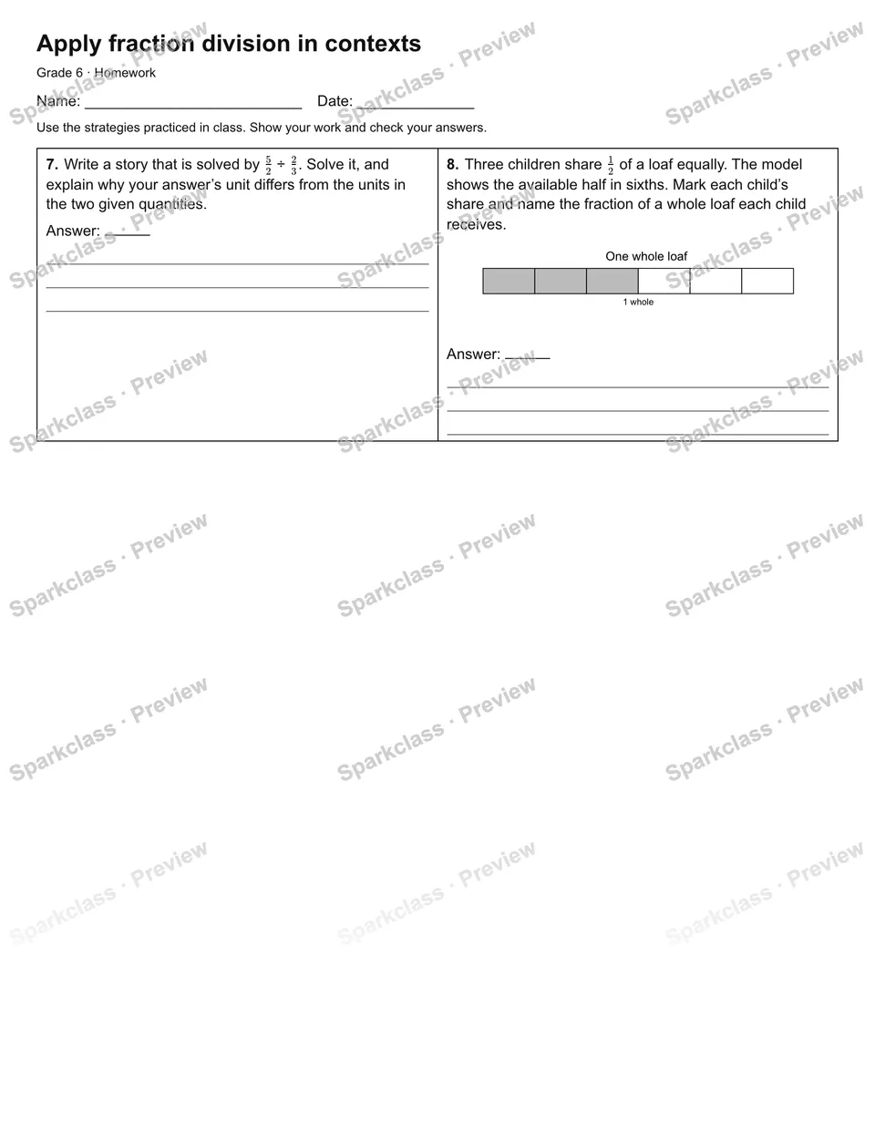 Apply fraction division in contexts — Homework — page 2