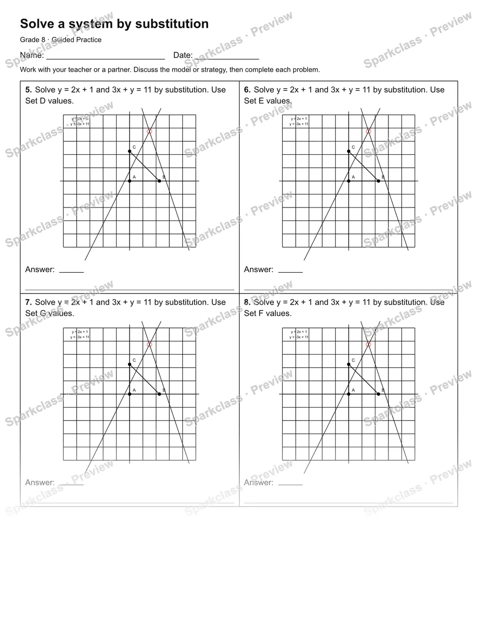 Solve a system by substitution — Guided Practice — page 2