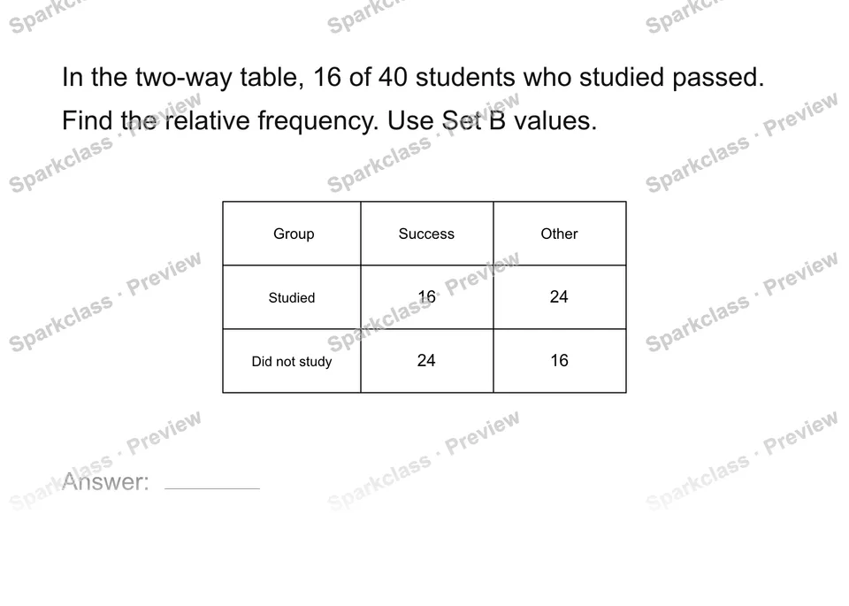 Read a two-way table — page 1
