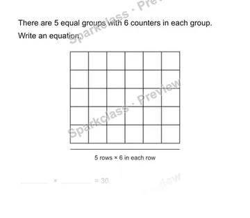 Write the multiplication equation — Grade 3 problem preview