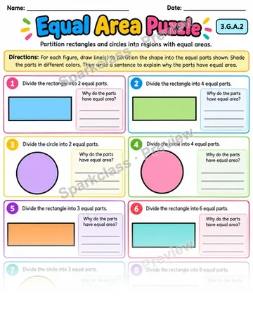 Equal Area Puzzle — Grade 3 worksheet preview