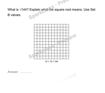 Interpret square roots — Grade 8 problem preview