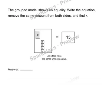 Solve additive one-step equations — Grade 6 problem preview
