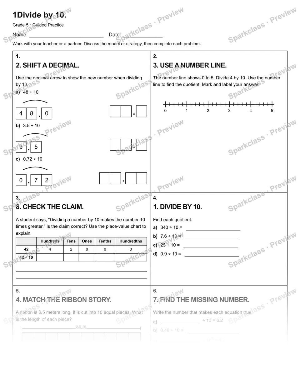 1Divide by 10. — Guided Practice — page 1