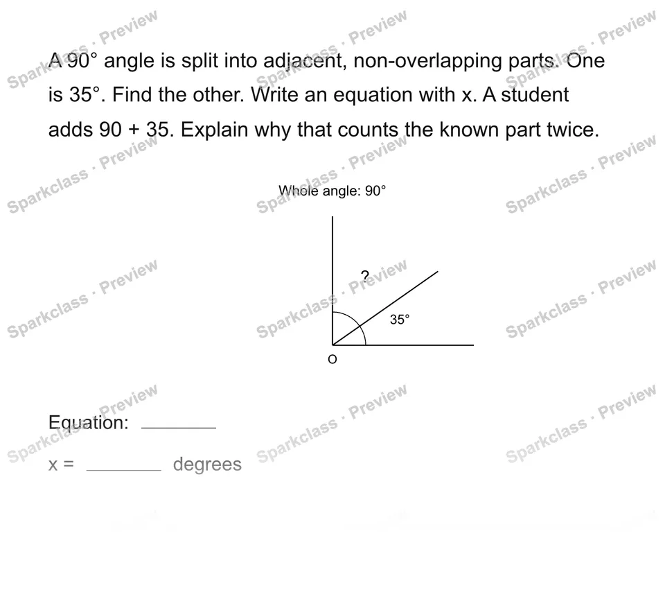 Find an unknown angle — page 1