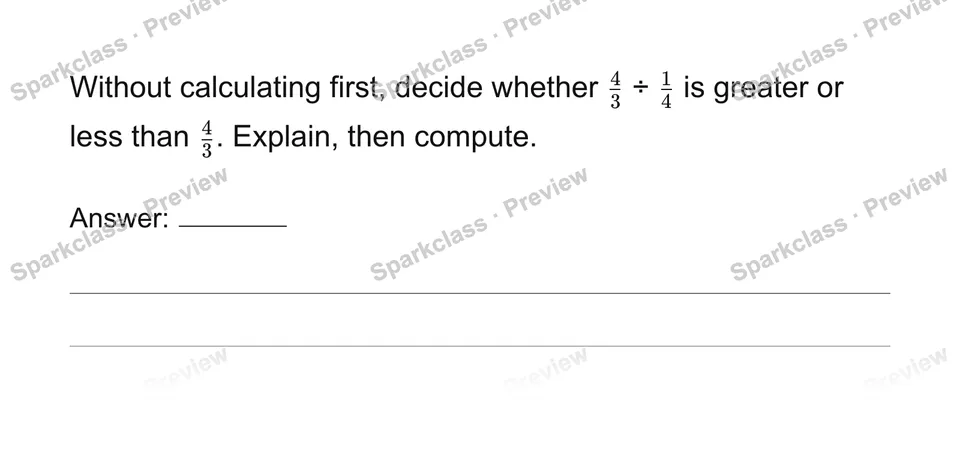 Compute and explain fraction division — page 1