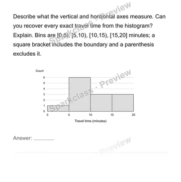 Construct and interpret equal-width histograms — Grade 6 problem preview