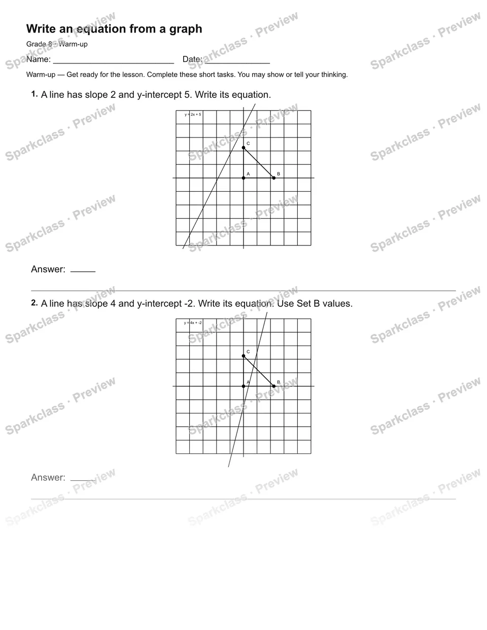 Write an equation from a graph — Warm-up — page 2