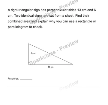 Derive and apply triangle area — Grade 6 problem preview