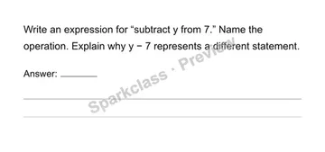Read and write expressions and identify their parts — Grade 6 problem preview