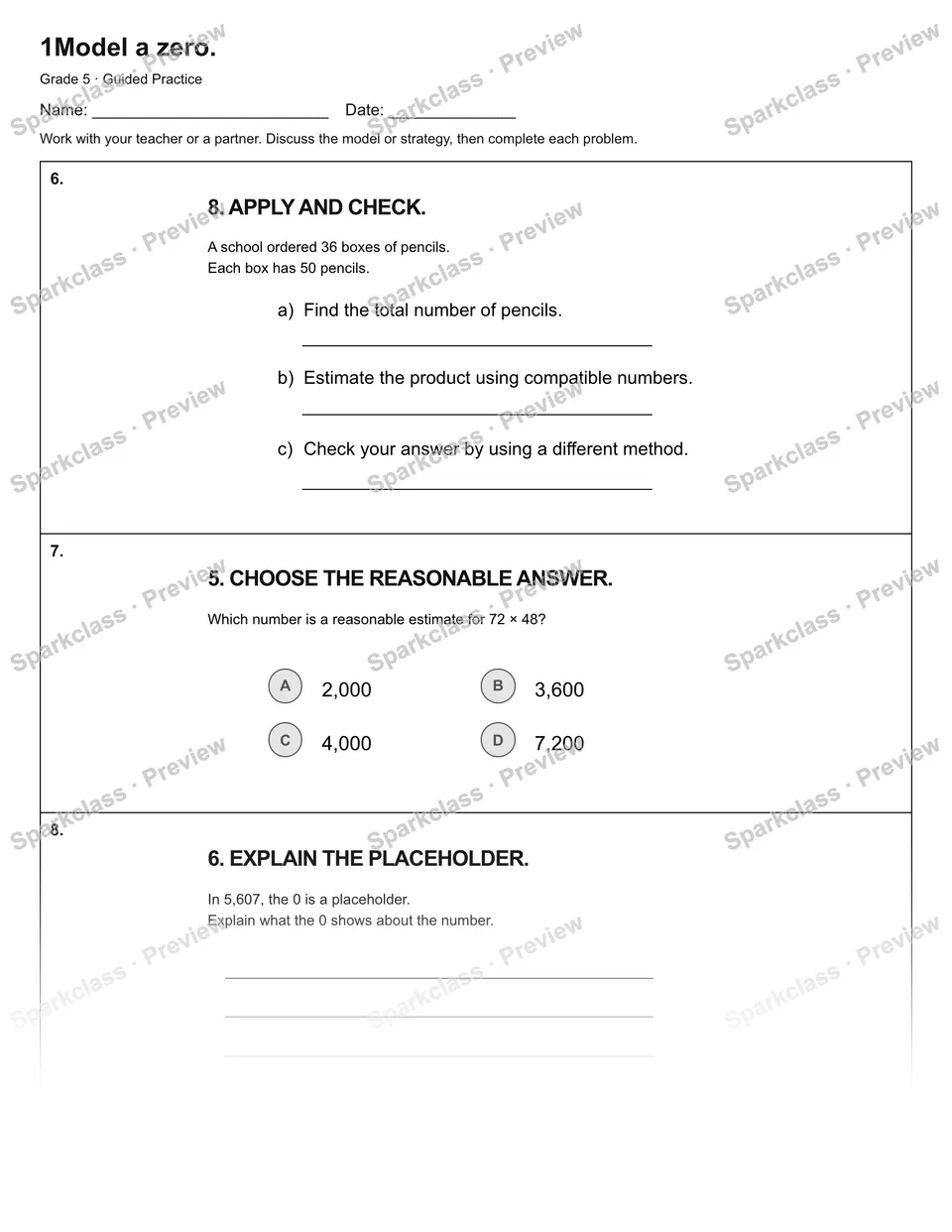1Model a zero. — Guided Practice — page 3