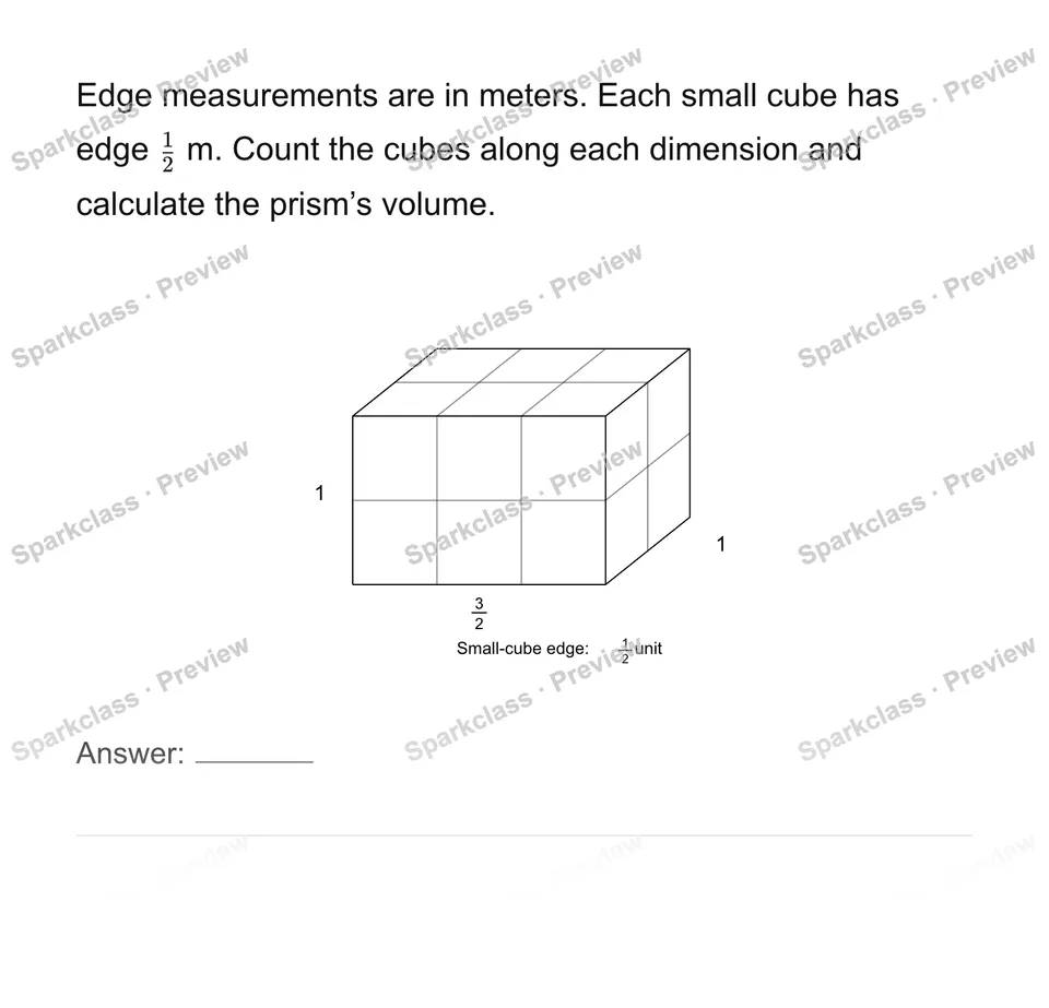 Use fractional edges and unit cubes for volume — page 1