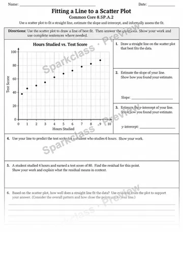8.SP.A.2 · 2 Line Of Best Fit Variant — Grade 8 worksheet preview