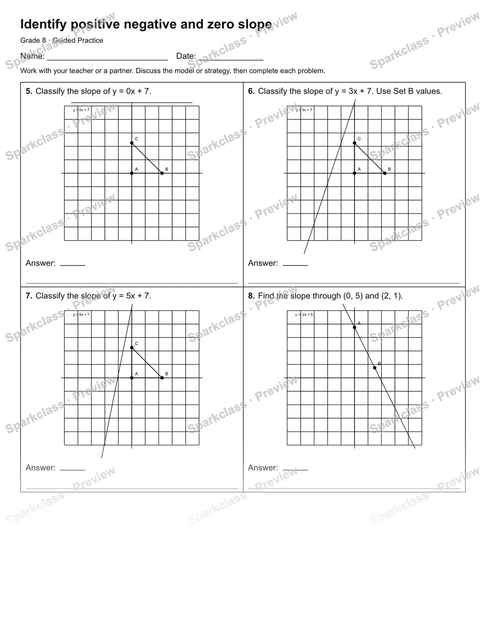 Identify positive negative and zero slope — Guided Practice — page 2