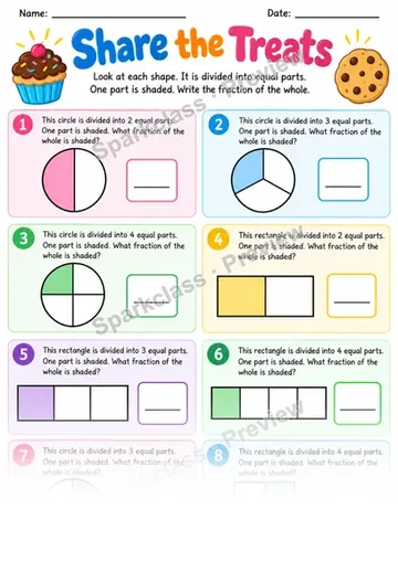2.G.A.3 · Share The Treats — Grade 2 worksheet preview