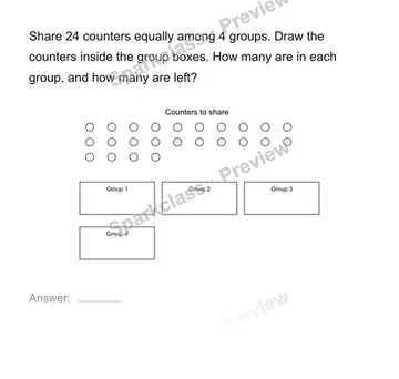 Share counters equally — Grade 4 problem preview