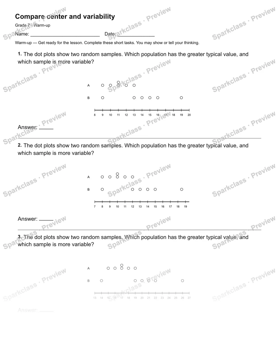 Compare center and variability — Warm-up — page 2