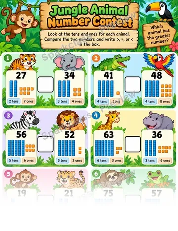 Jungle Number Comparison — Grade 1 worksheet preview