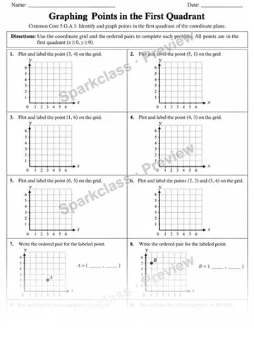 5.G.A.1 · 1 Coordinate Plane Variant 01 — Grade 5 worksheet preview