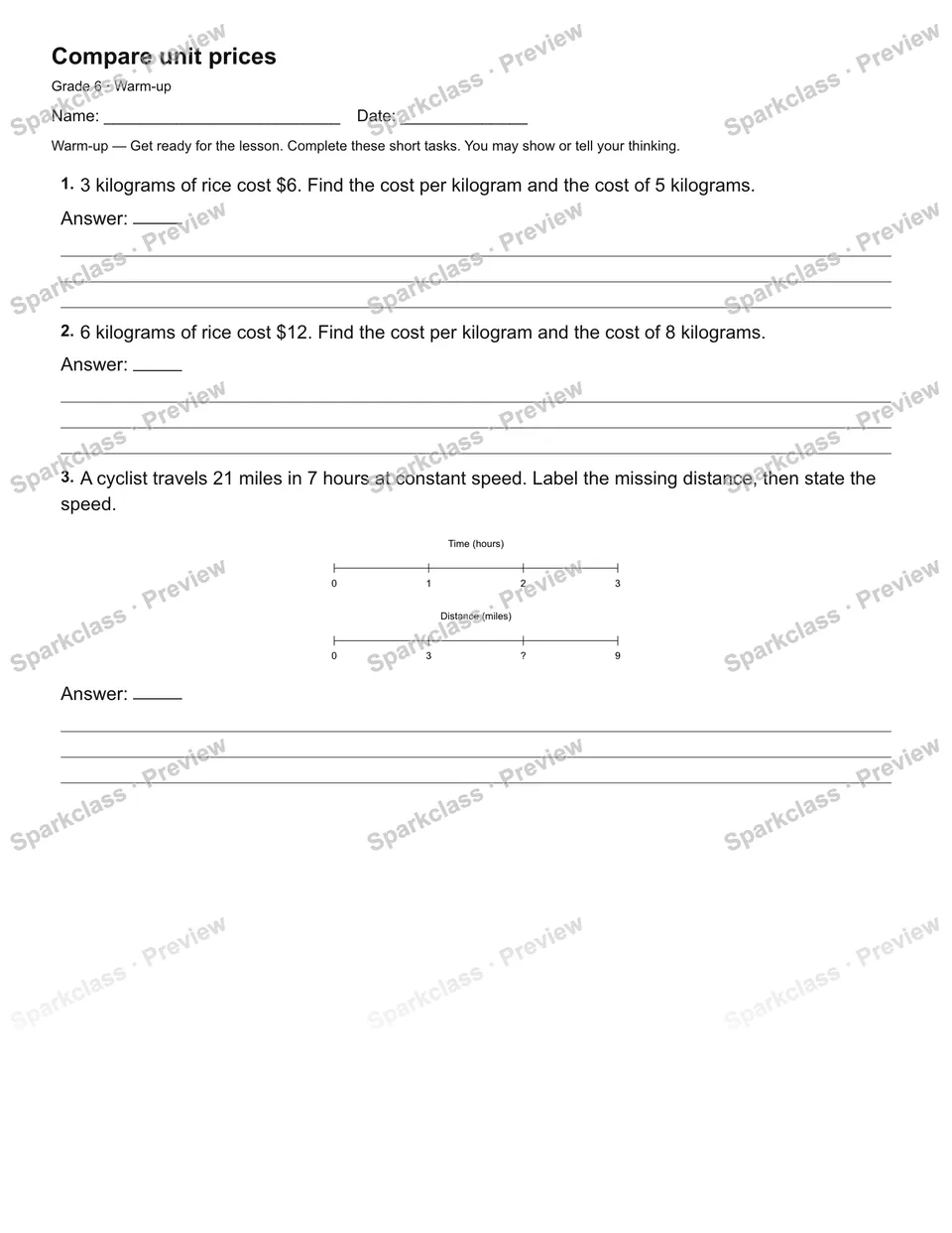 Compare unit prices — Warm-up — page 1