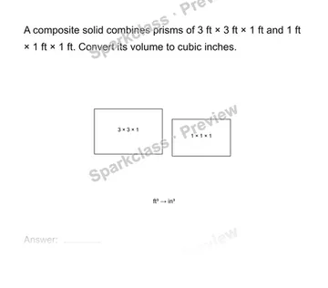 Convert units in a composite volume — Grade 8 problem preview