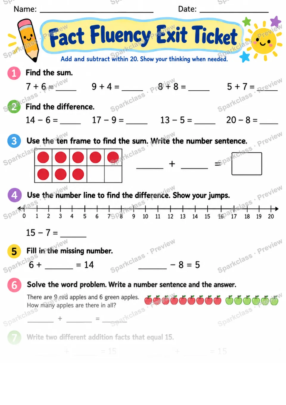 2.OA.B.2 · Fact Fluency Exit — page 1