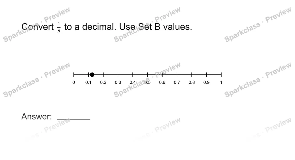 Convert fractions to decimals — page 1