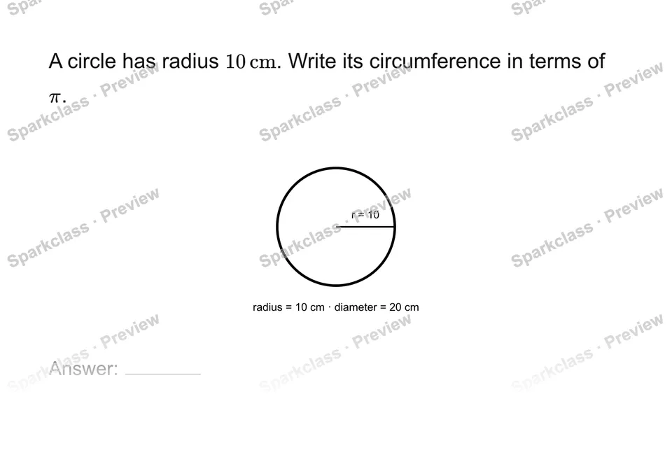 Find circumference in exact form — page 1