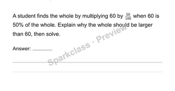 Find the whole from a percent — Grade 6 problem preview