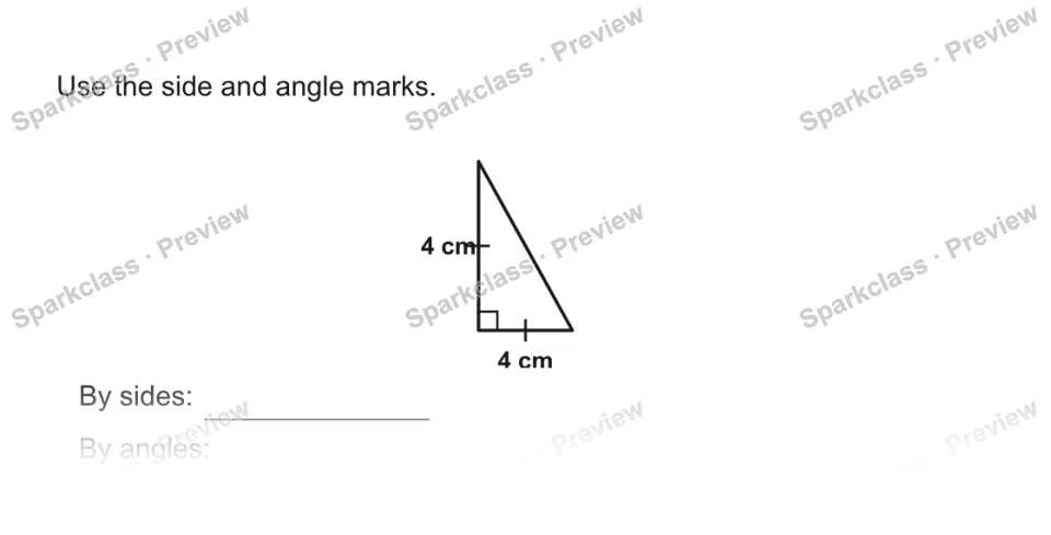 Use the side and angle marks. 4 cm 4 cm By sides: By angles: — page 1