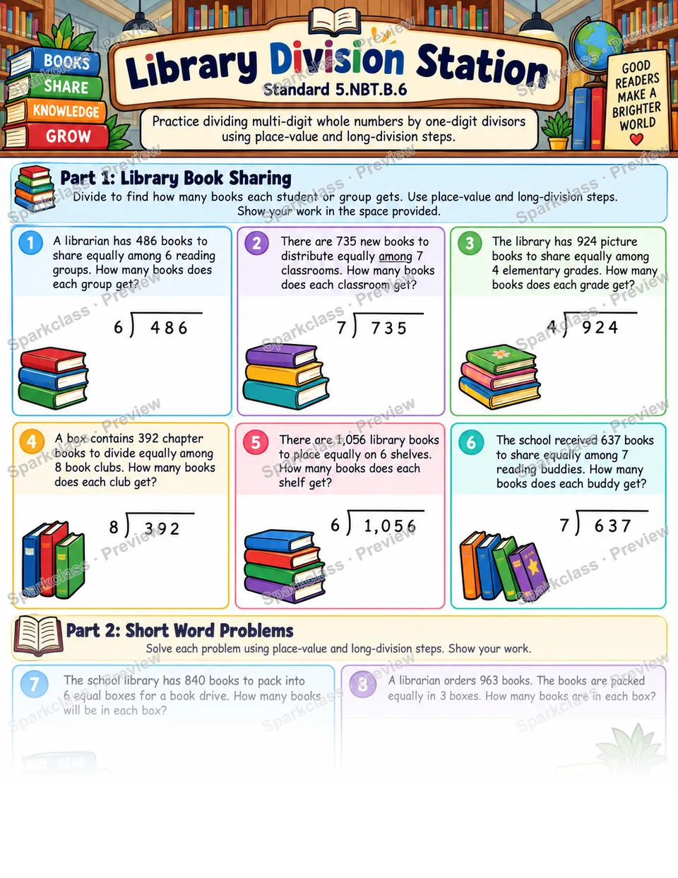 Divide Multi-Digit Numbers — page 1