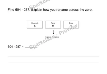 Explain a rename in subtraction — Grade 2 problem preview