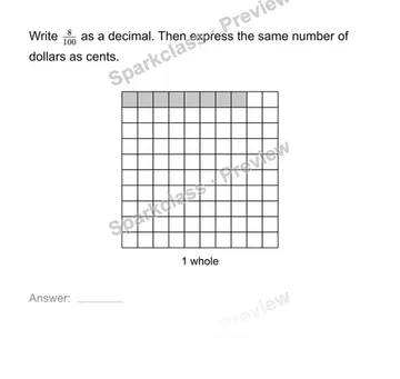 Write hundredths as decimals — Grade 4 problem preview