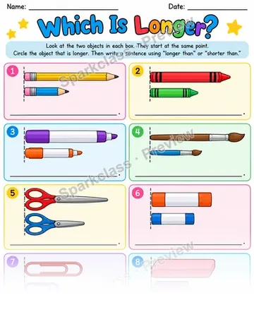 Which Is Longer — Grade 1 worksheet preview