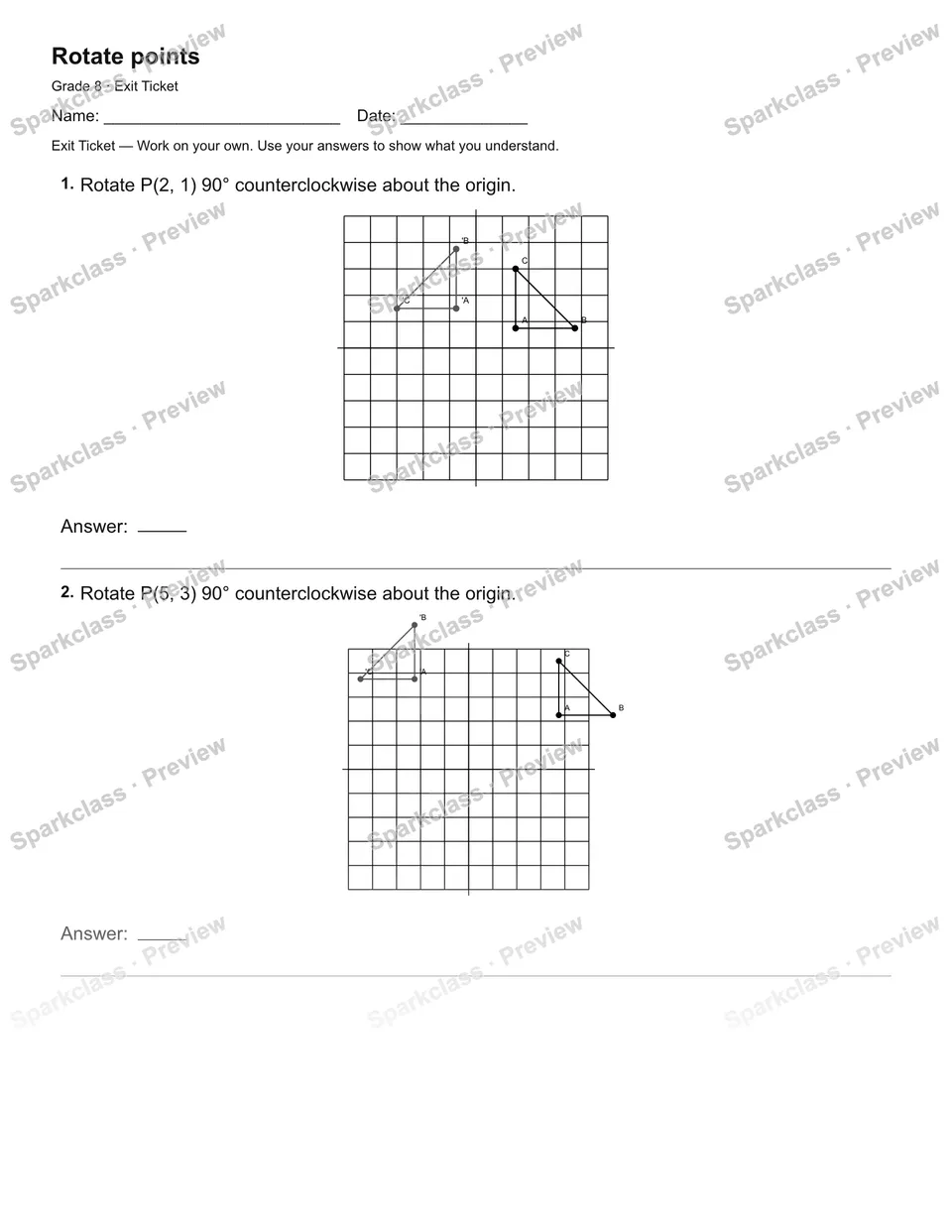 Rotate points — Exit Ticket — page 1